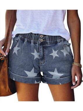 Women's Blue Summer Comfortable Stretchy Denim Casual Hot Short Jort Jeans